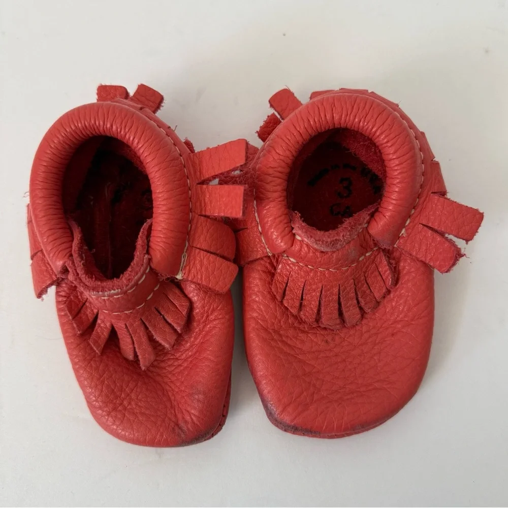 Freshly Picked Coral Pink Moccasins Size 3 Crib Shoes